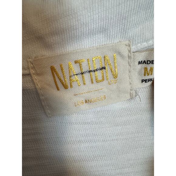 Nation LTD Archer Ruffled White Cotton Button Up Shirt Medium - Picture 7 of 10